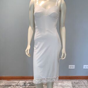 Vintage Movie Star Slip Dress 32 Bust Nylon Lace Cream Off White USA Made